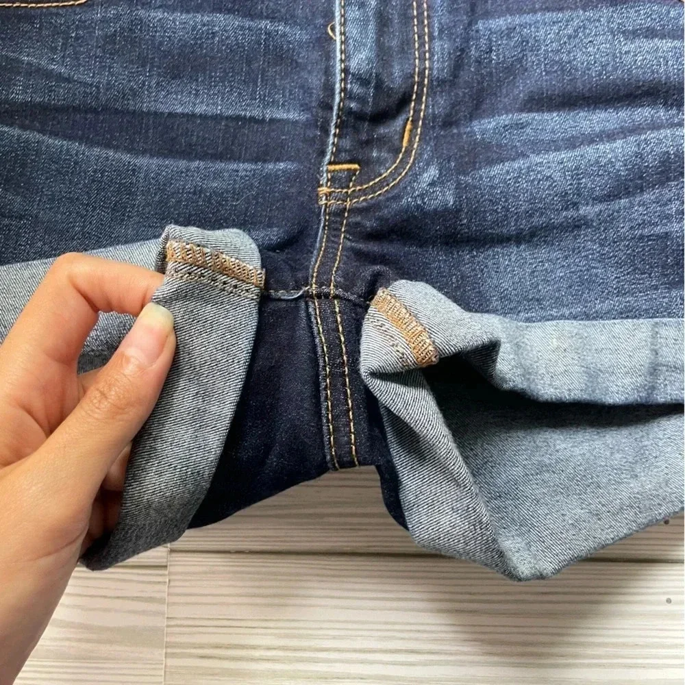 American eagle high rise shortie dark wash shorts women's size 2‎